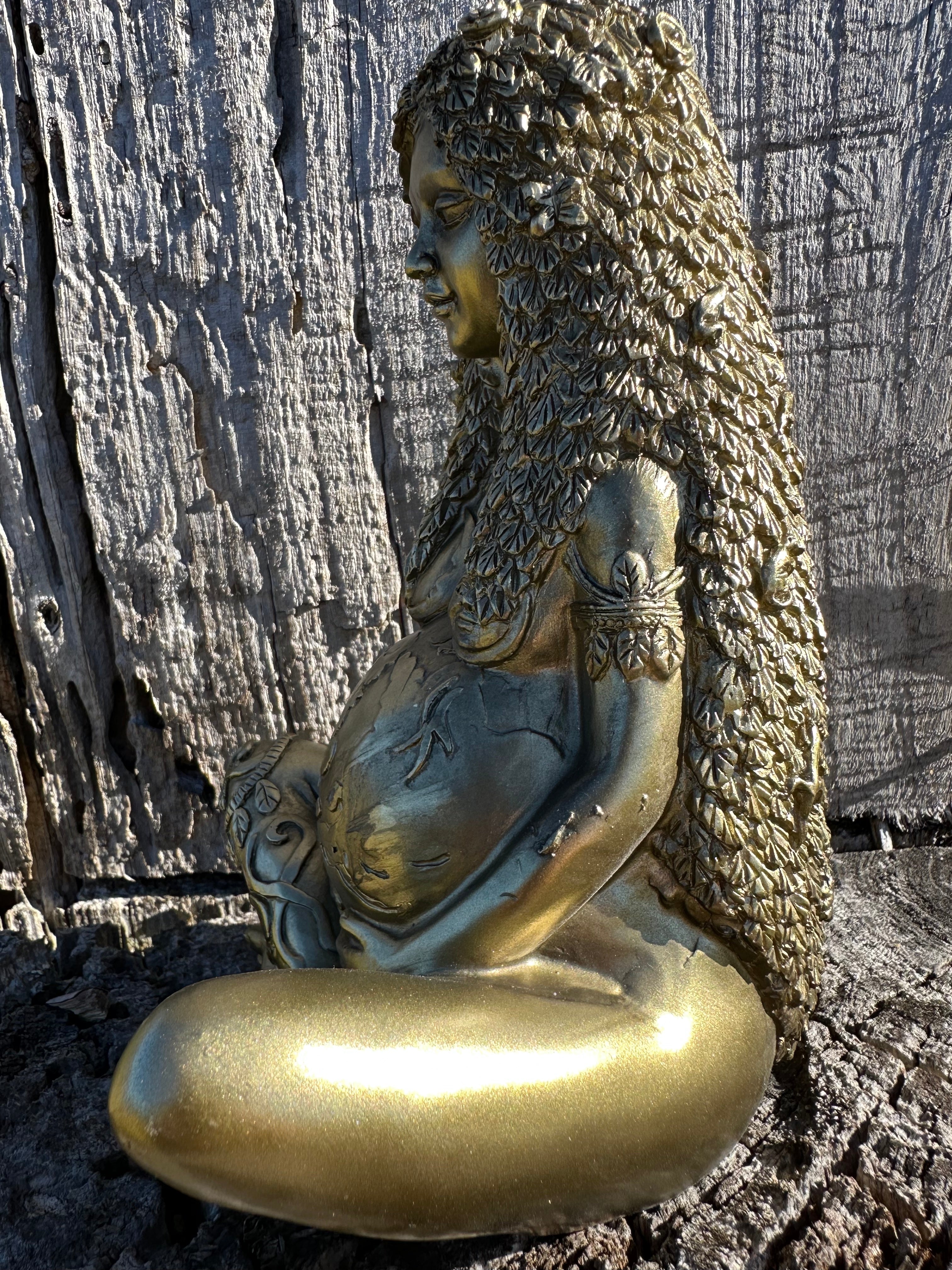 Earth Mother Gold Painted Resin Figurine 19cm The Chakra Garden